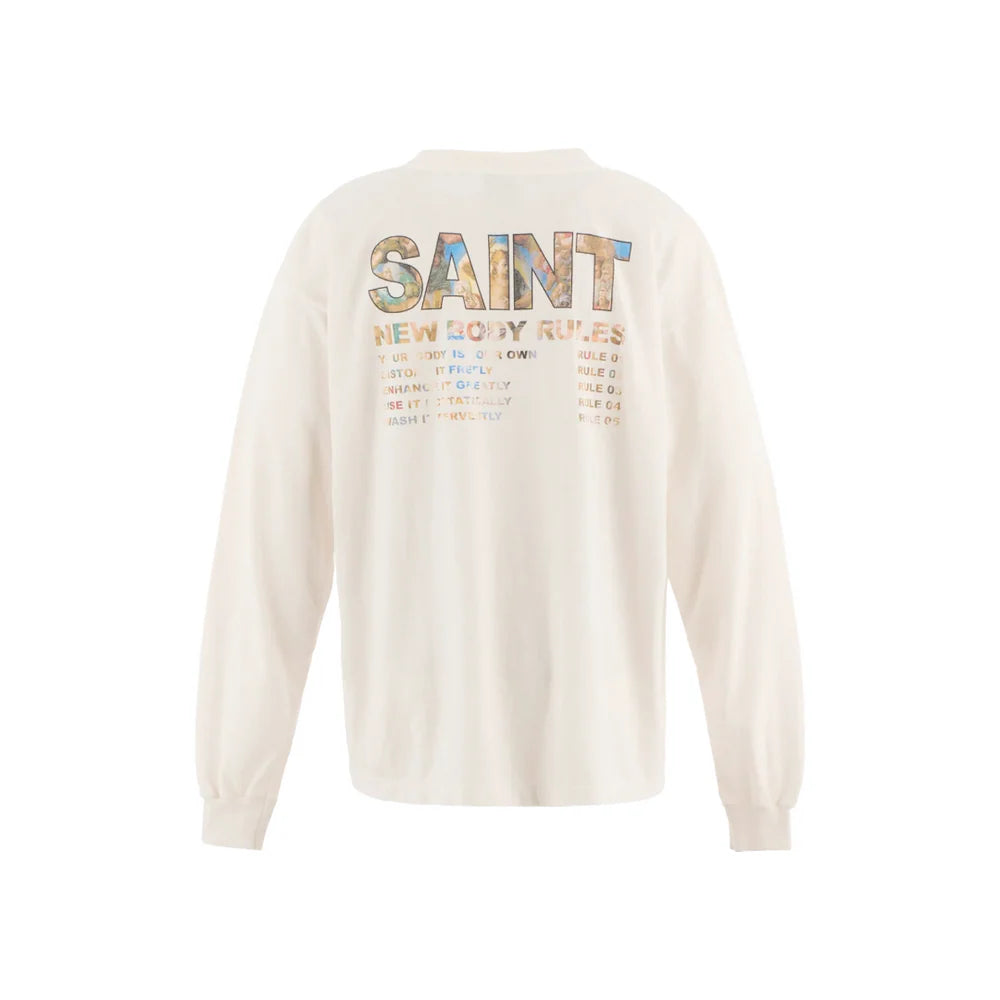 SAINT MICHAEL LS TEE/NEW BODY RULES/WHITE