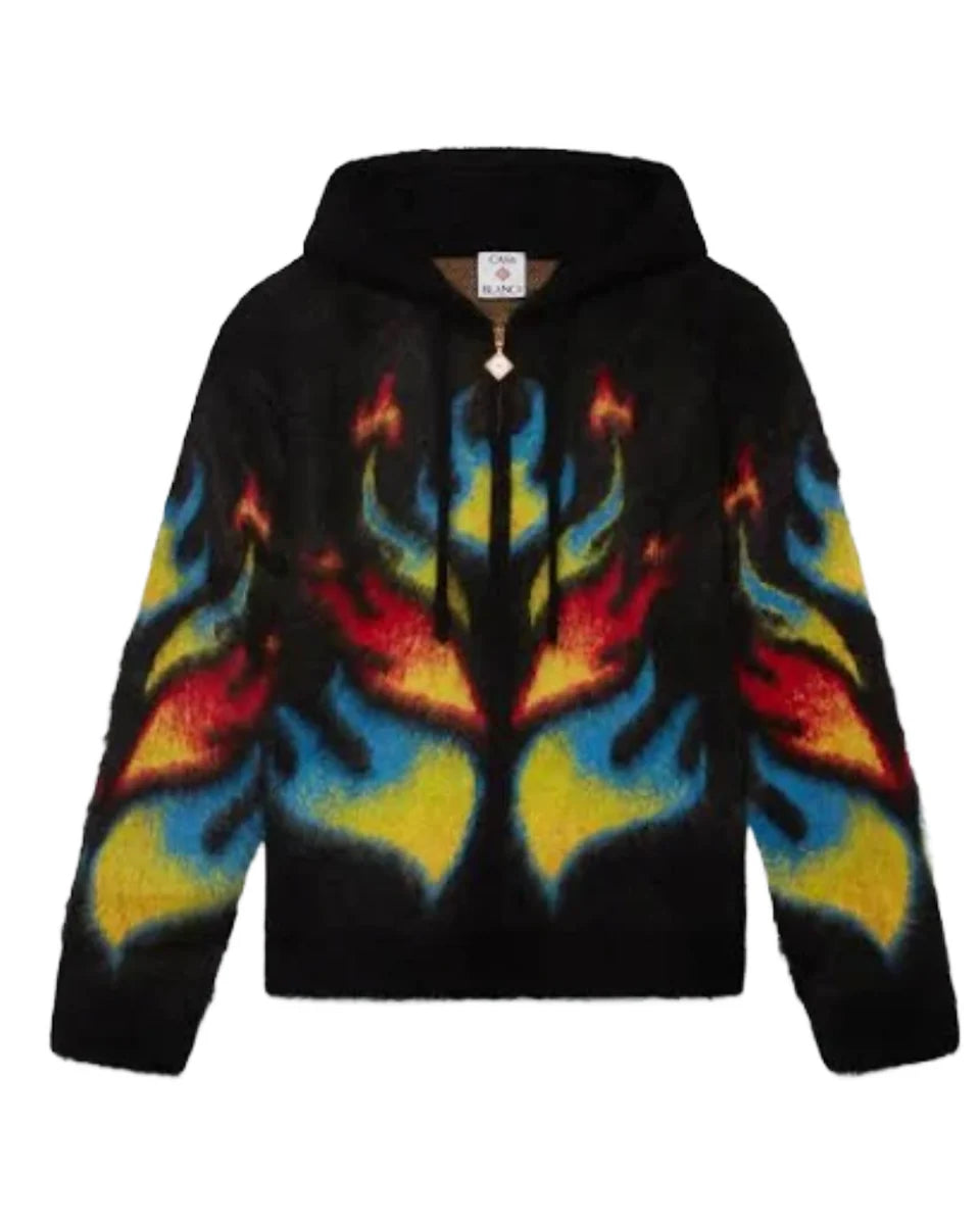 CASA BLANCA MOHAIR FLAME LAUREL ZIP HOODIE