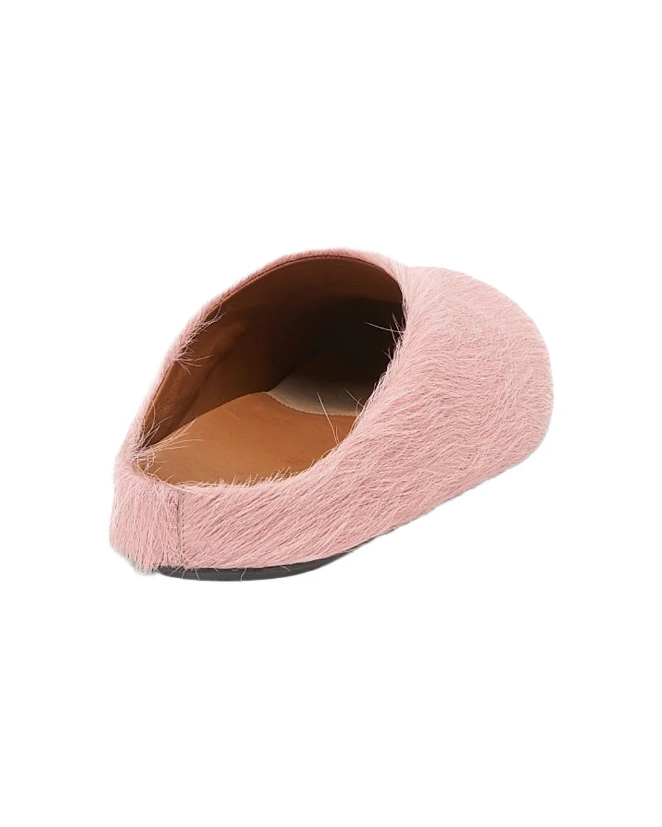 Marni LIGHT PINK LOGO HAIR CALFSKIN FUSSBETT SABOT