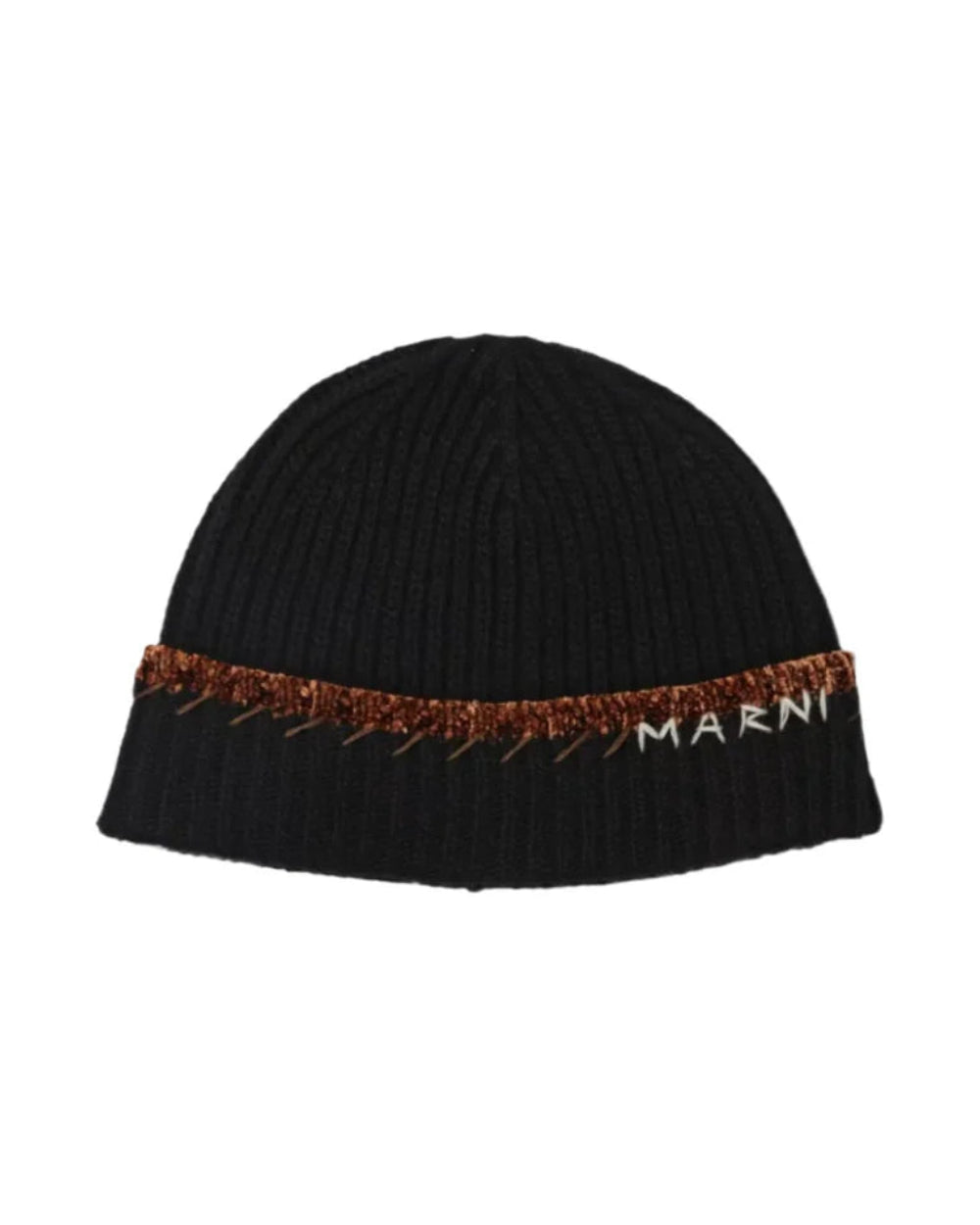 MARNI LOGO EMBROIDERED KNITTED BEANIE