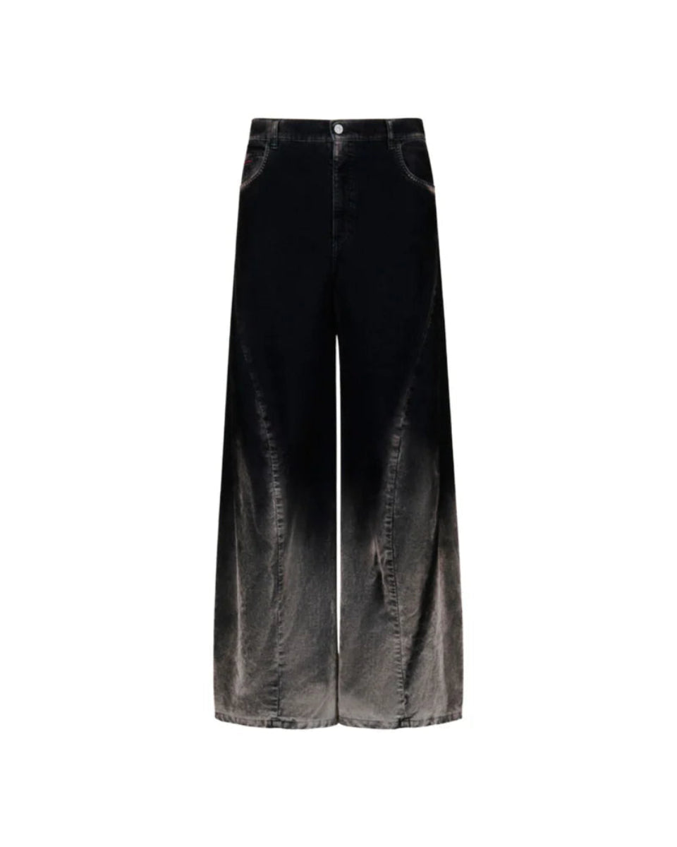 MARNI BLACK FLOCKED DENIM TWISTED JEANS