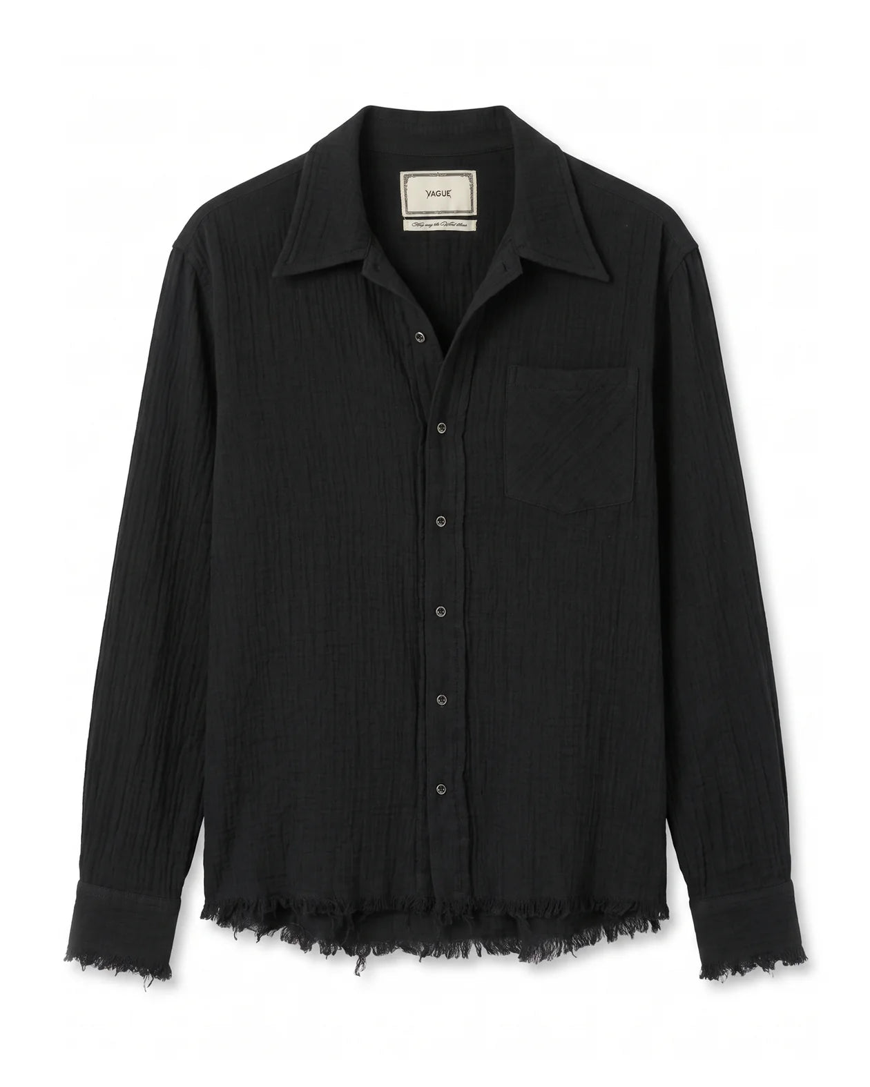 VAGUE GAUZE BUTTON-UP BLACK