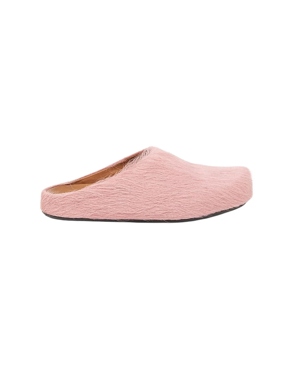 Marni LIGHT PINK LOGO HAIR CALFSKIN FUSSBETT SABOT