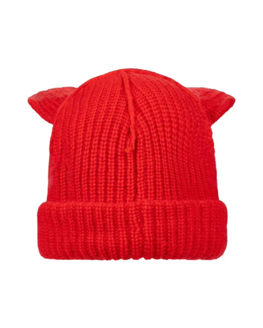 CHARLES JEFFREY LOVERBOY ARTISANAL SUPERSIZED FOX BEANIE IN RED BLACK