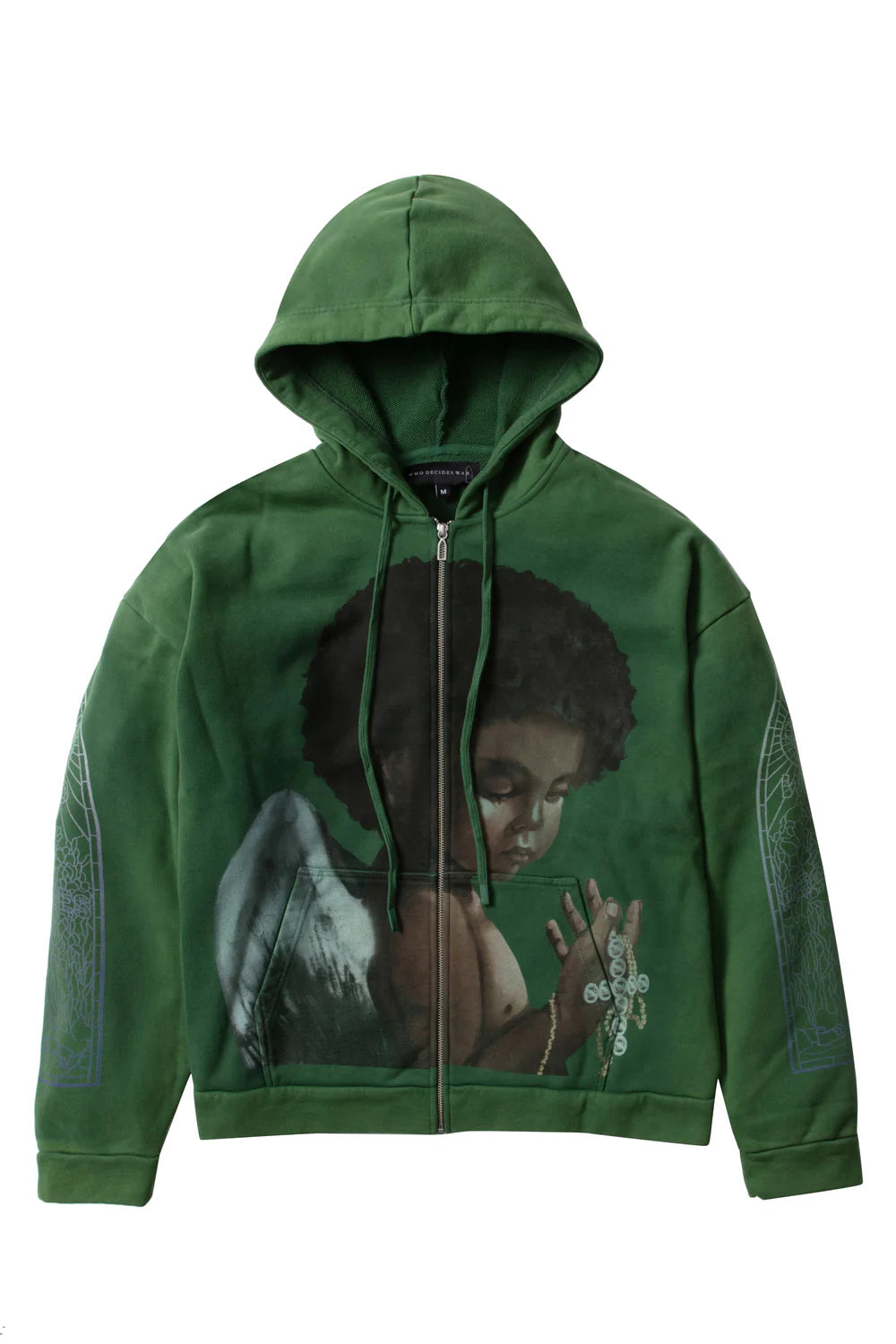 Who Decides War Sacred Being Zip-Up Hoodie ( GREEN )