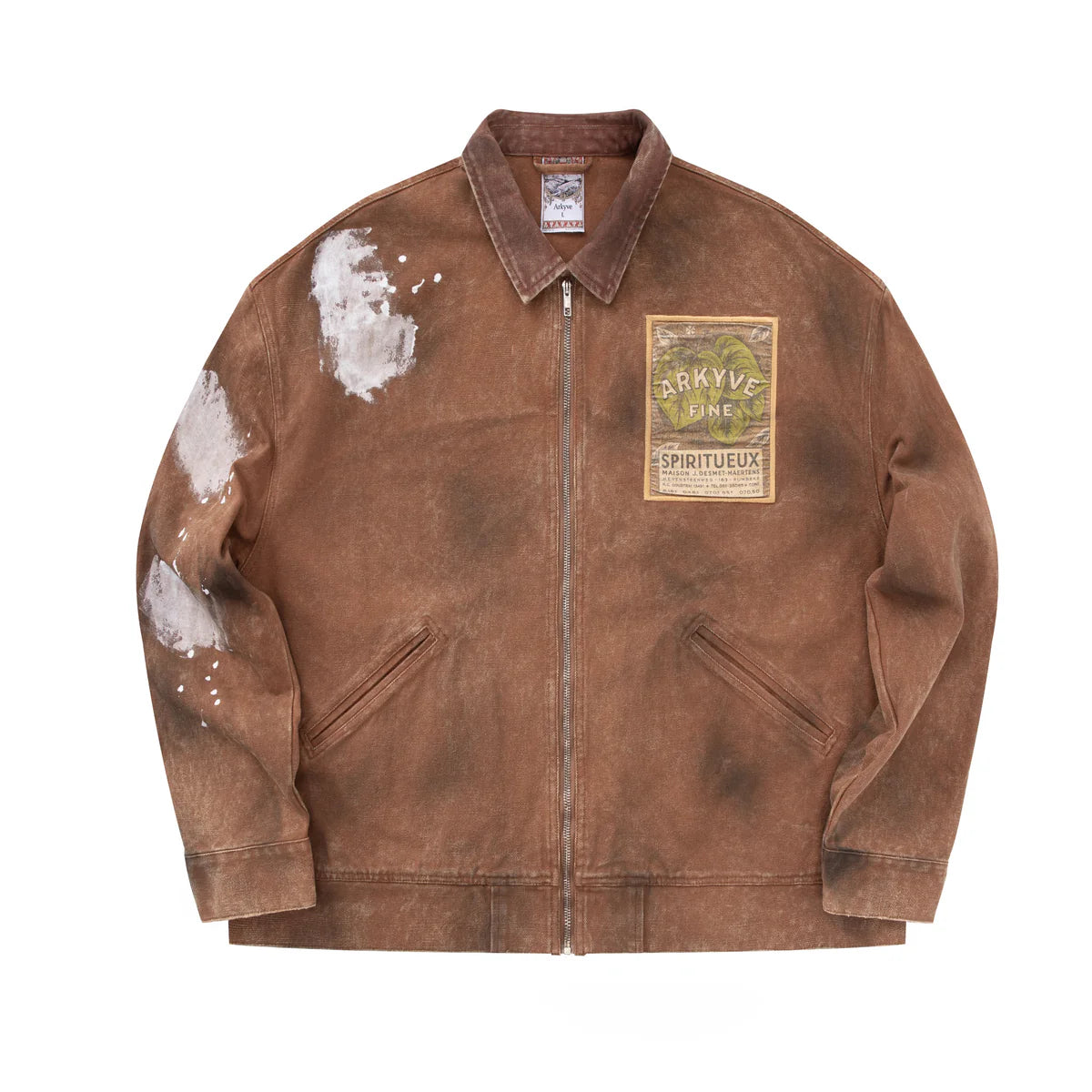 ARKYVE Wine Label Distressed Workwear Jacket