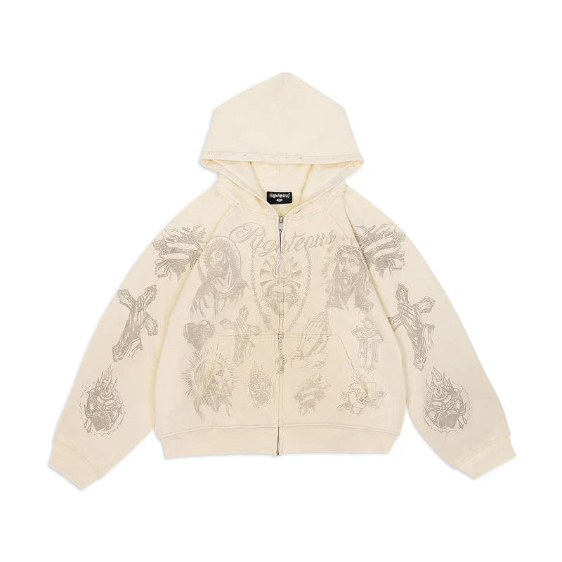 We Are Righteous Tatted Believer Cropped Zip Butter Yellow