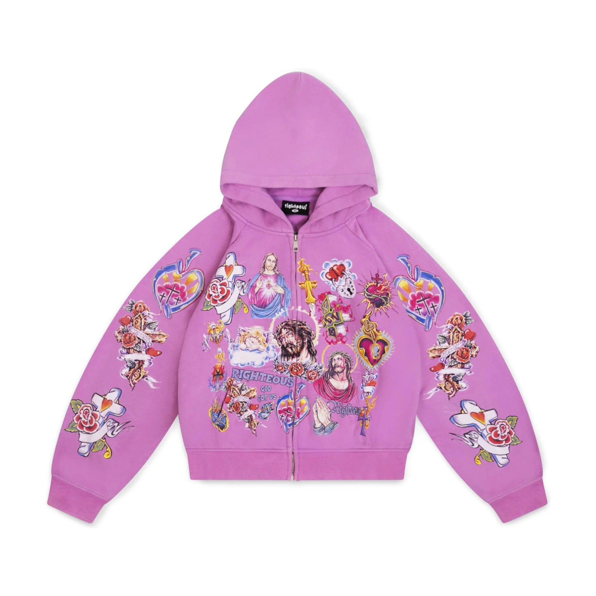 We Are Righteous "Risen King" Cropped Zip Purple