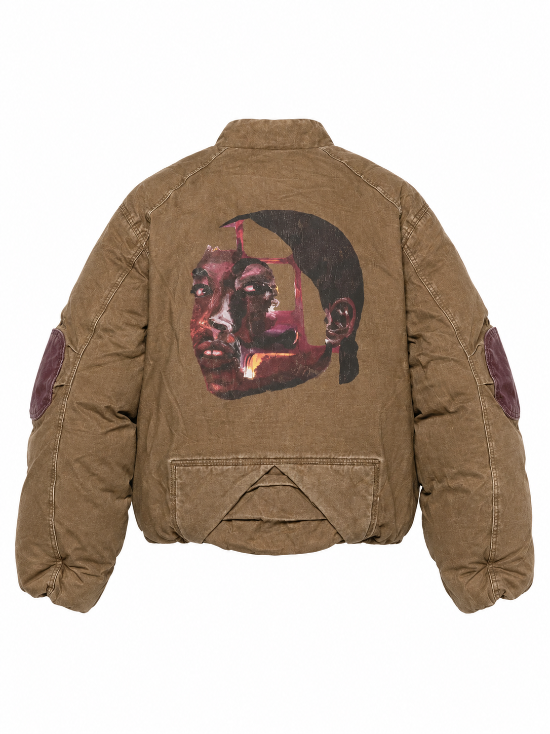 KID SUPER PORTRAIT PRINT PADDED COTTON JACKET - BROWN