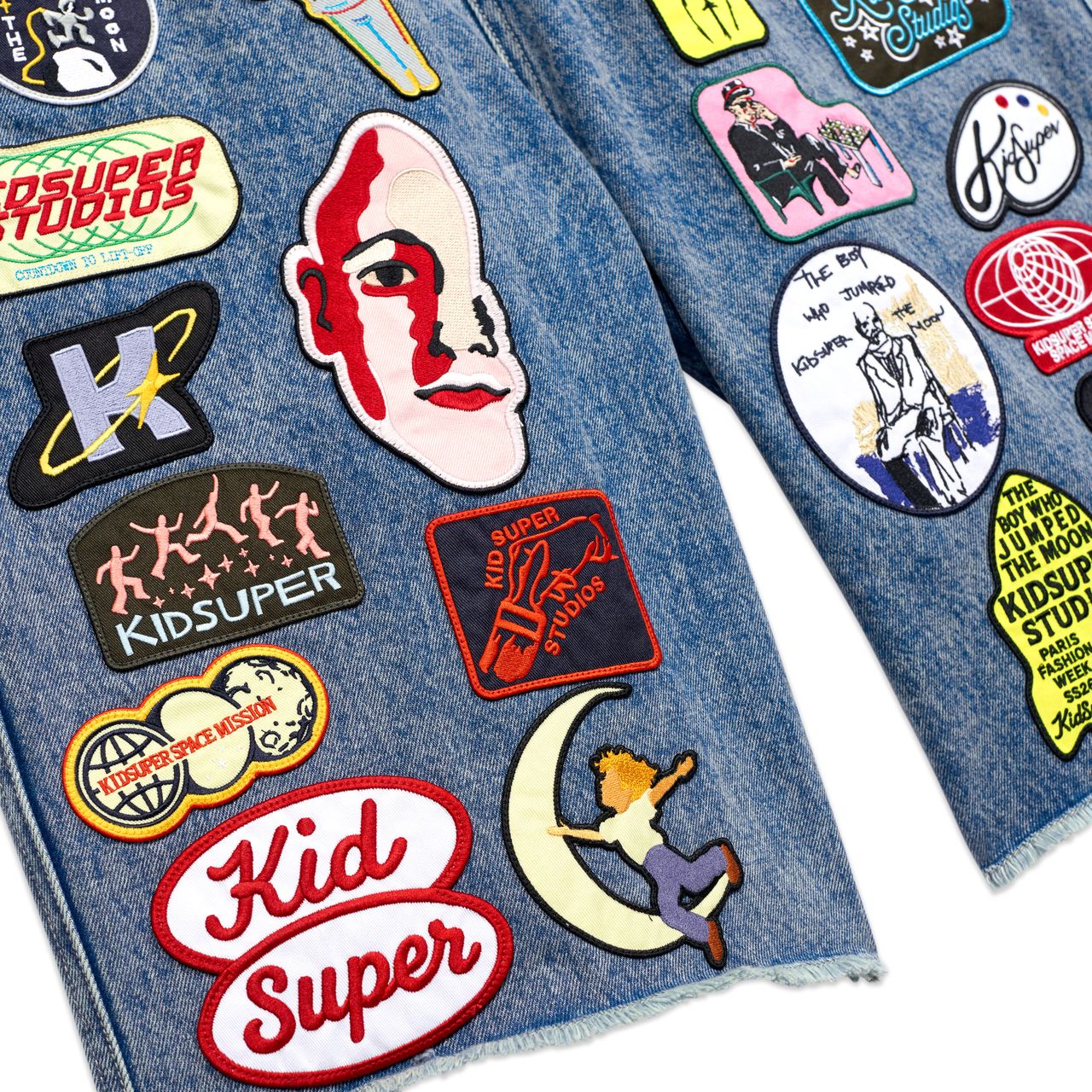 KID SUPER Patches Denim Long Short Dark Blue