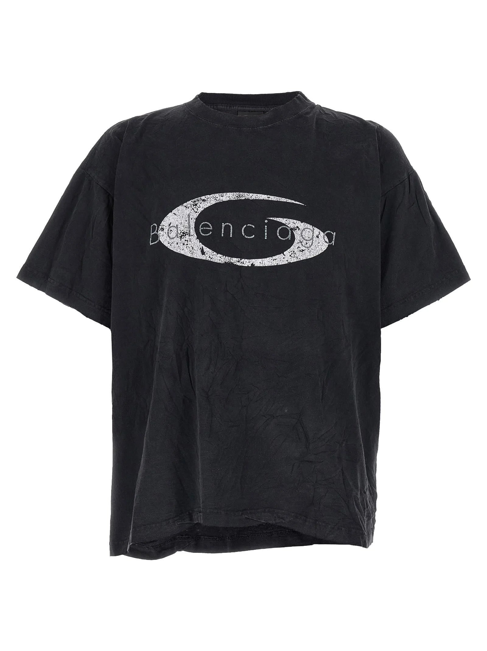 BALENCIAGA| Crinkled Effect Black Tee