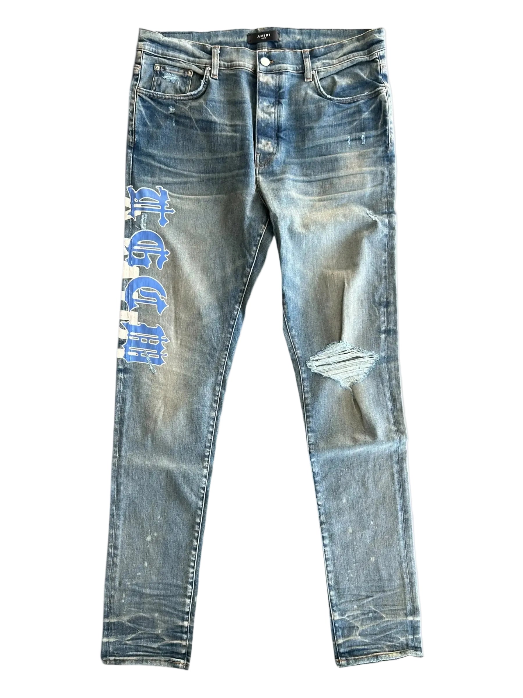 Amiri T.G.C.W Distressed Logo Jeans