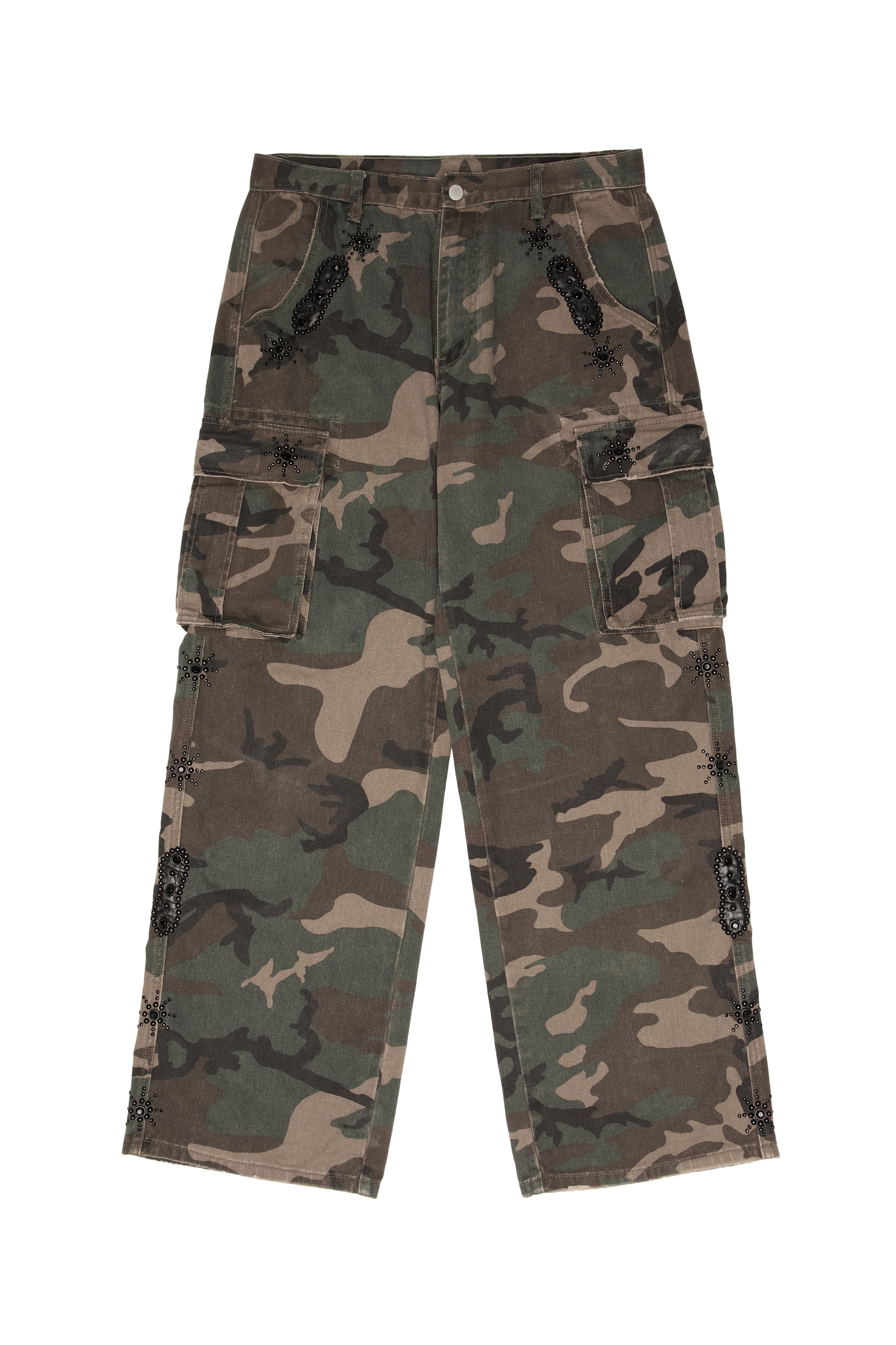 JP SORROWS CAMO EMBELLISHED CARGO PANTS