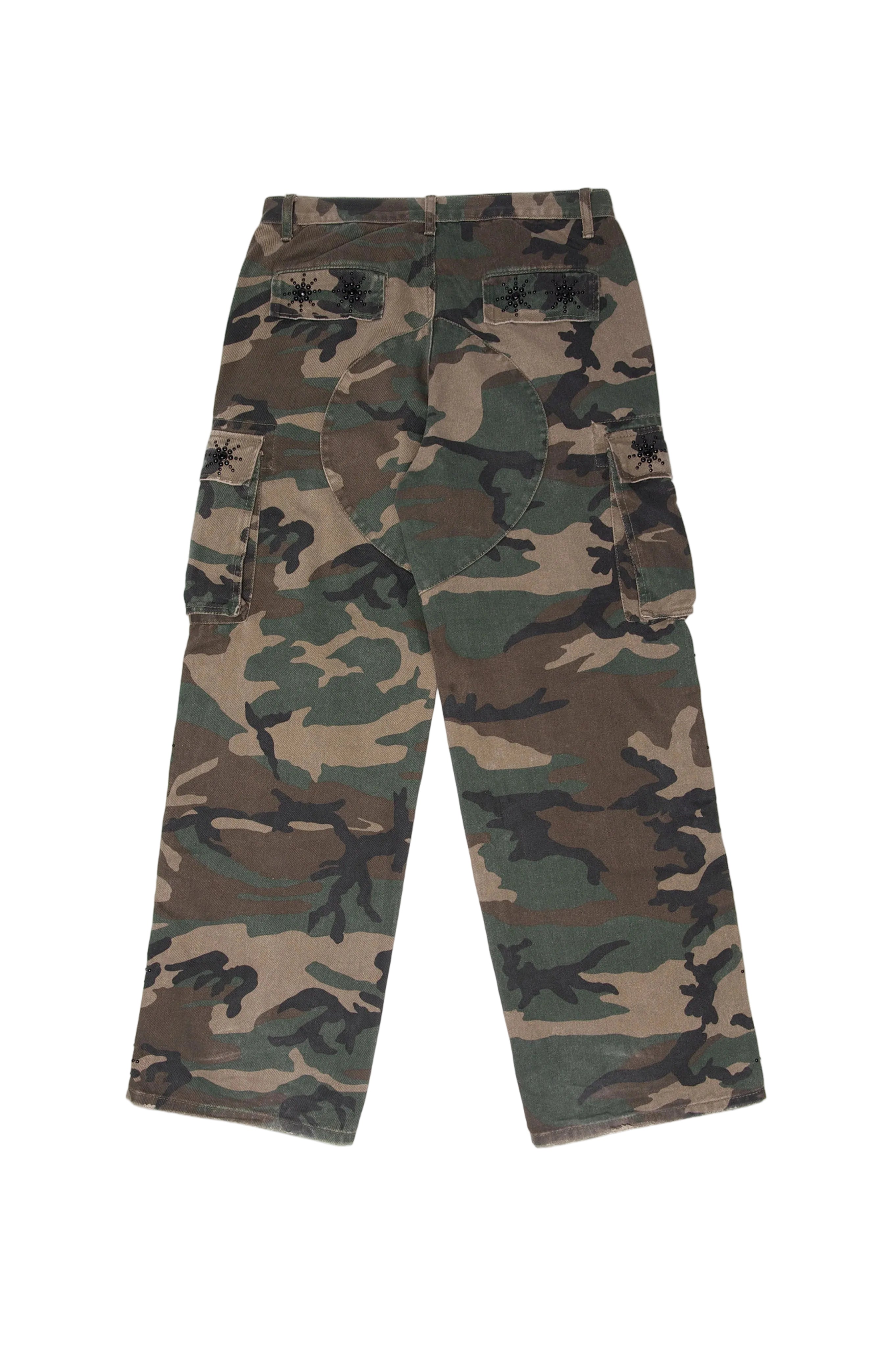 JP SORROWS CAMO EMBELLISHED CARGO PANTS