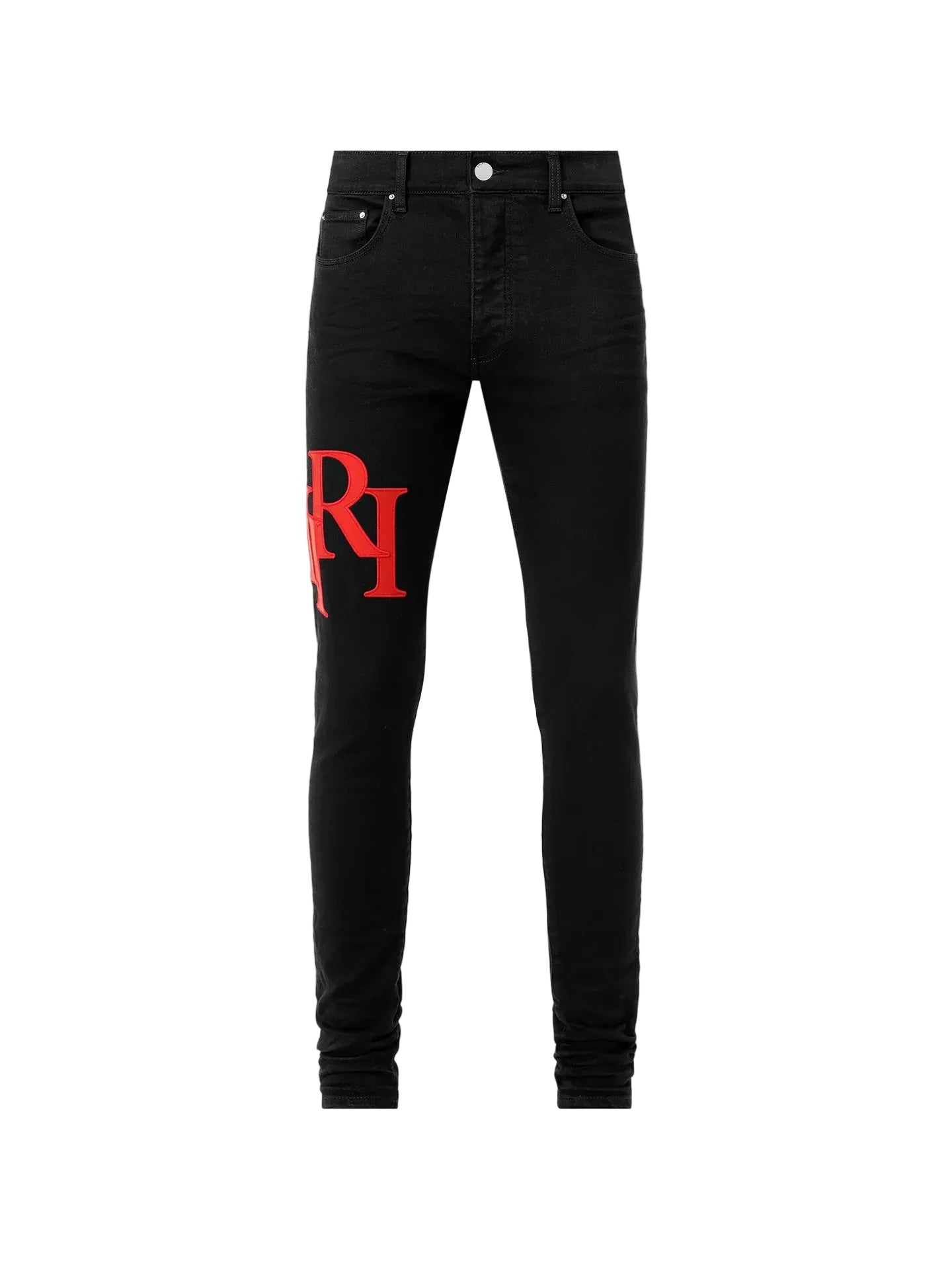 AMIRI STAGGERED LOGO SKINNY JEAN- Black