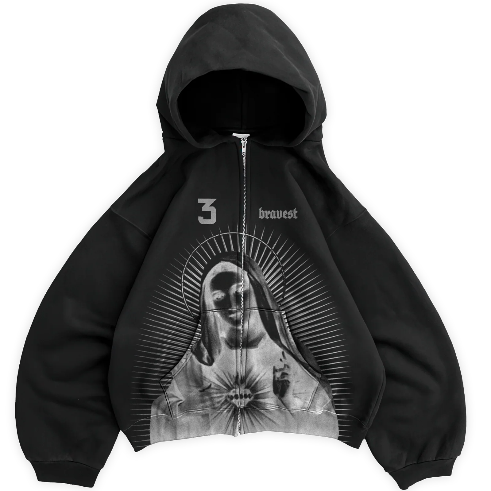BRAVEST Black Mary Zip Up Hoodie