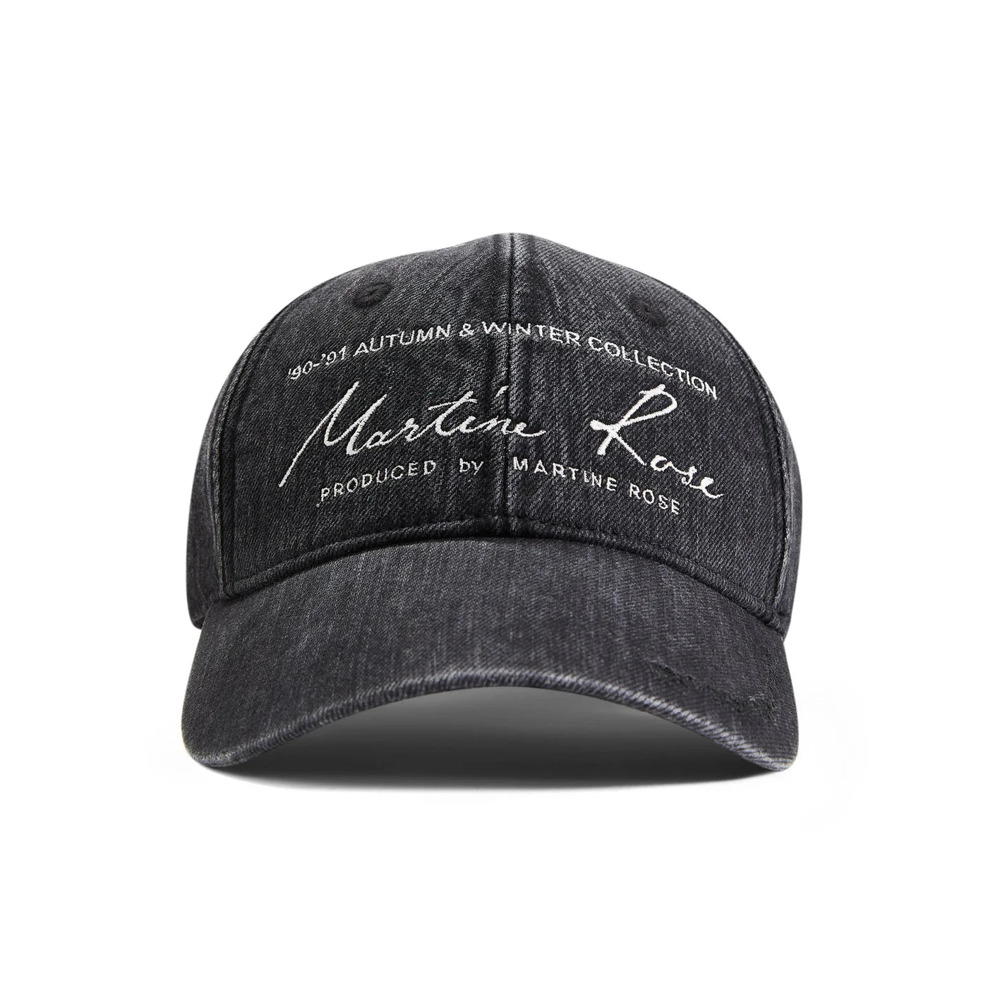 MARTINE ROSE SIGNATURE CAP IN WASHED BLACK