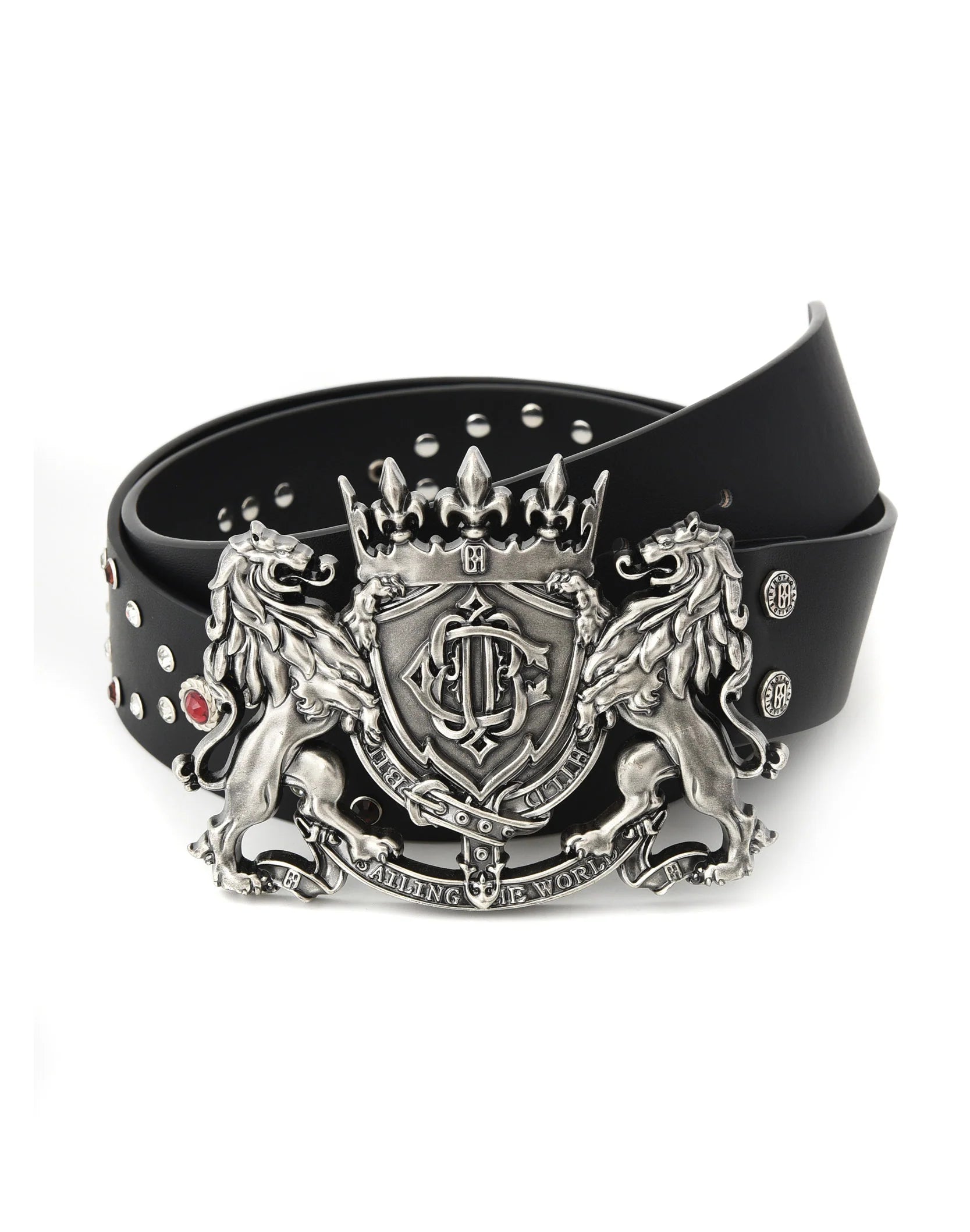 BIRTH OF ROYAL CHILD | Lion Medal Leather Belt IN BLK