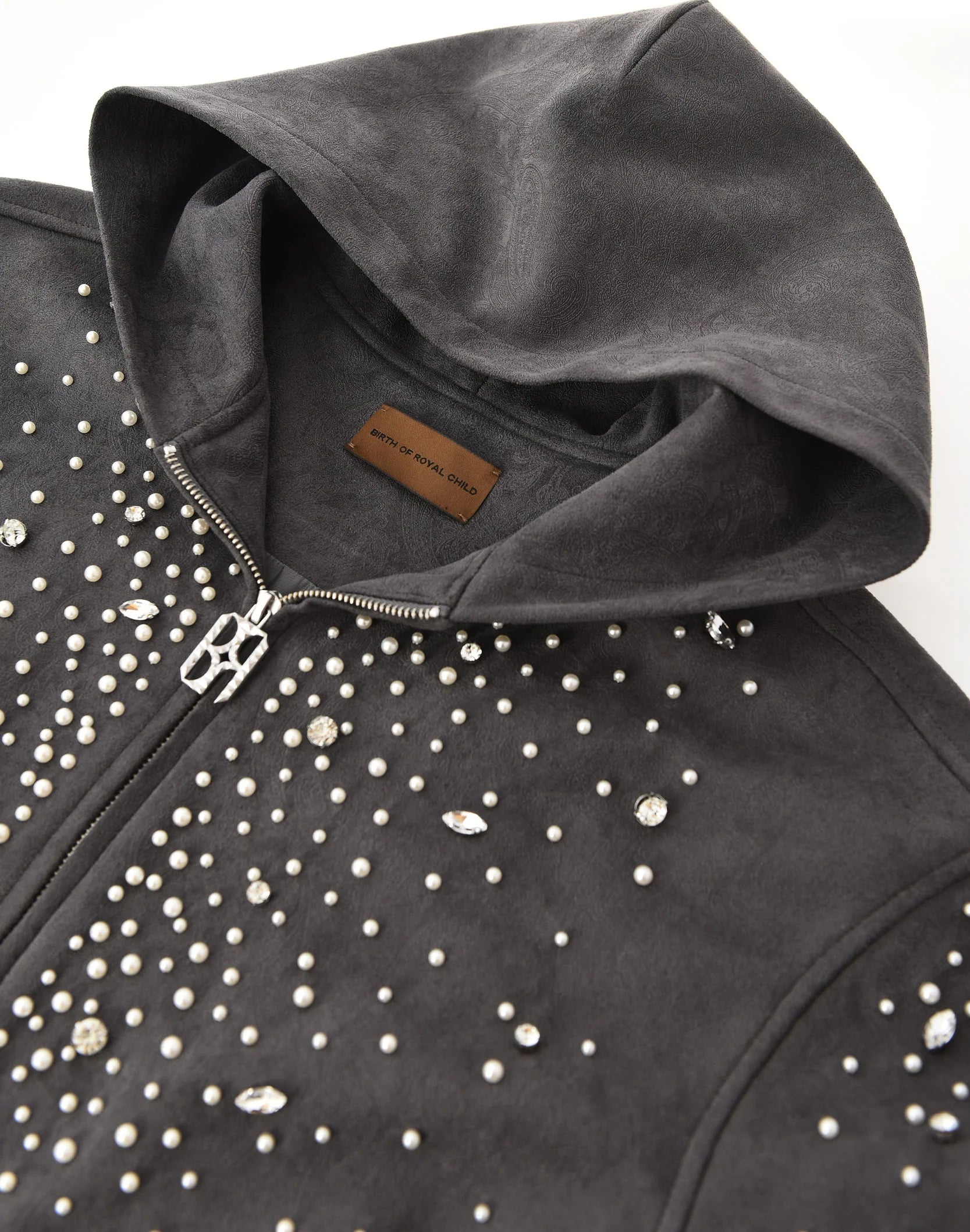 BIRTH OF ROYAL CHILD | Cashew Blossom Pearl Zipper Hoodie