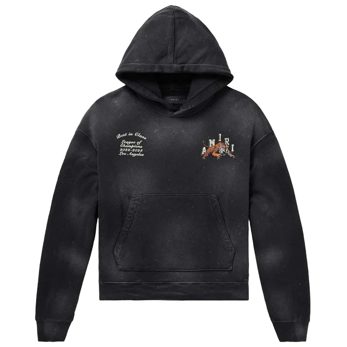 Amiri Black & White Tiger Varsity Logo Hoodie