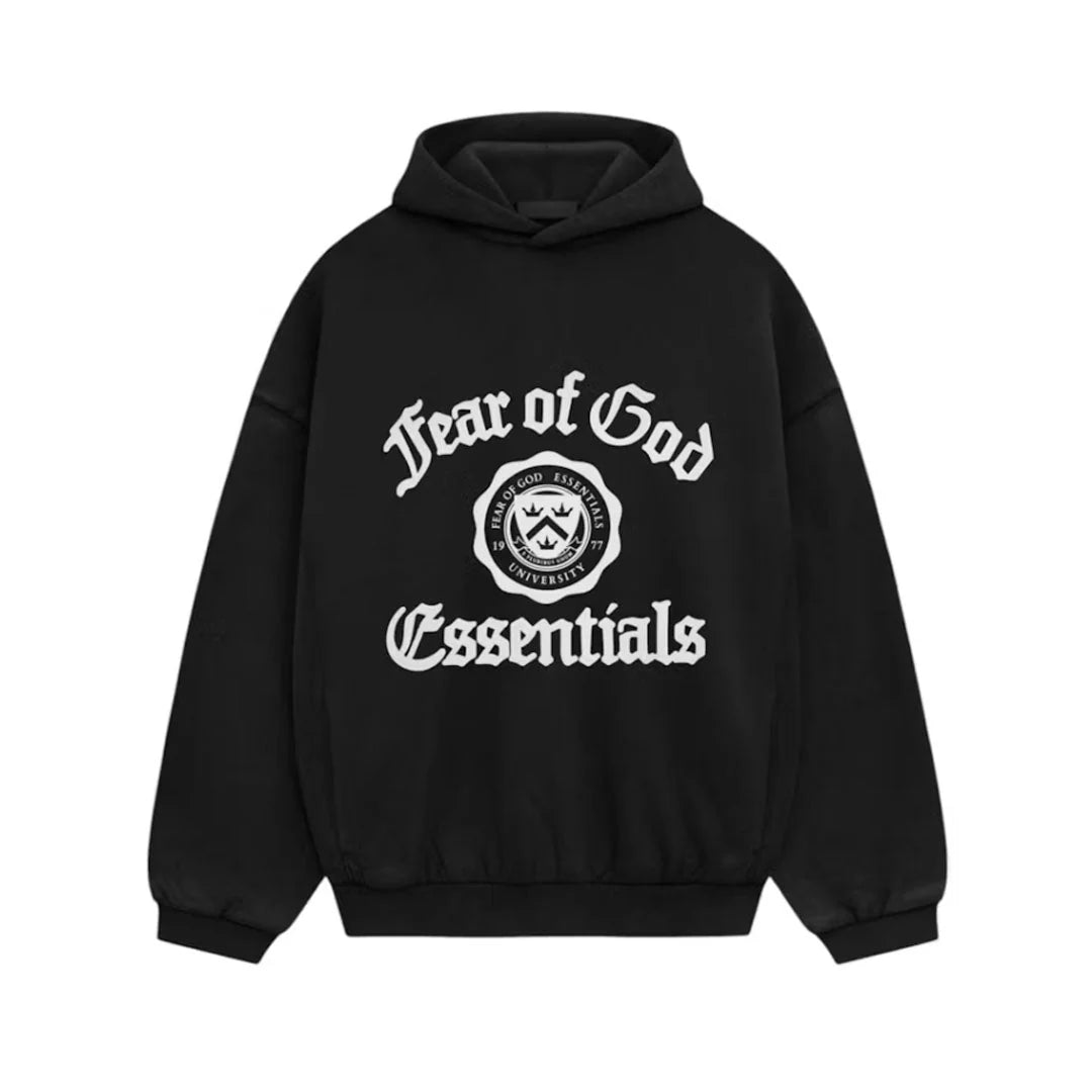 Essentials Heavy Fleece Vintage Shrunken Hoodie 'Black' Sale price