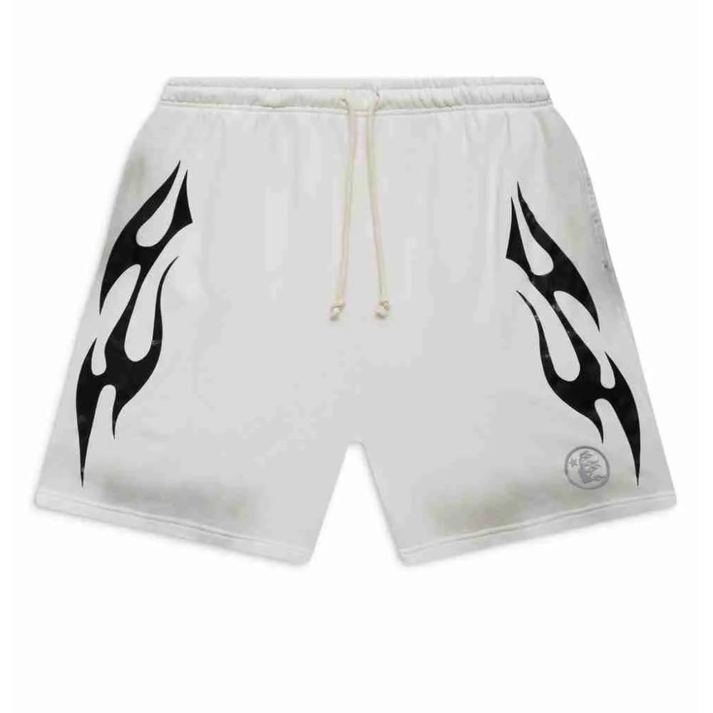 HELLSTAR FLAME SHORTS WHITE