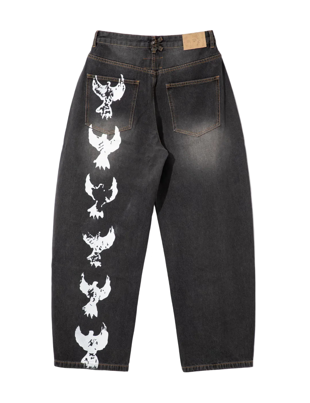 KID SUPER Dove printed barrel pant-BLACK