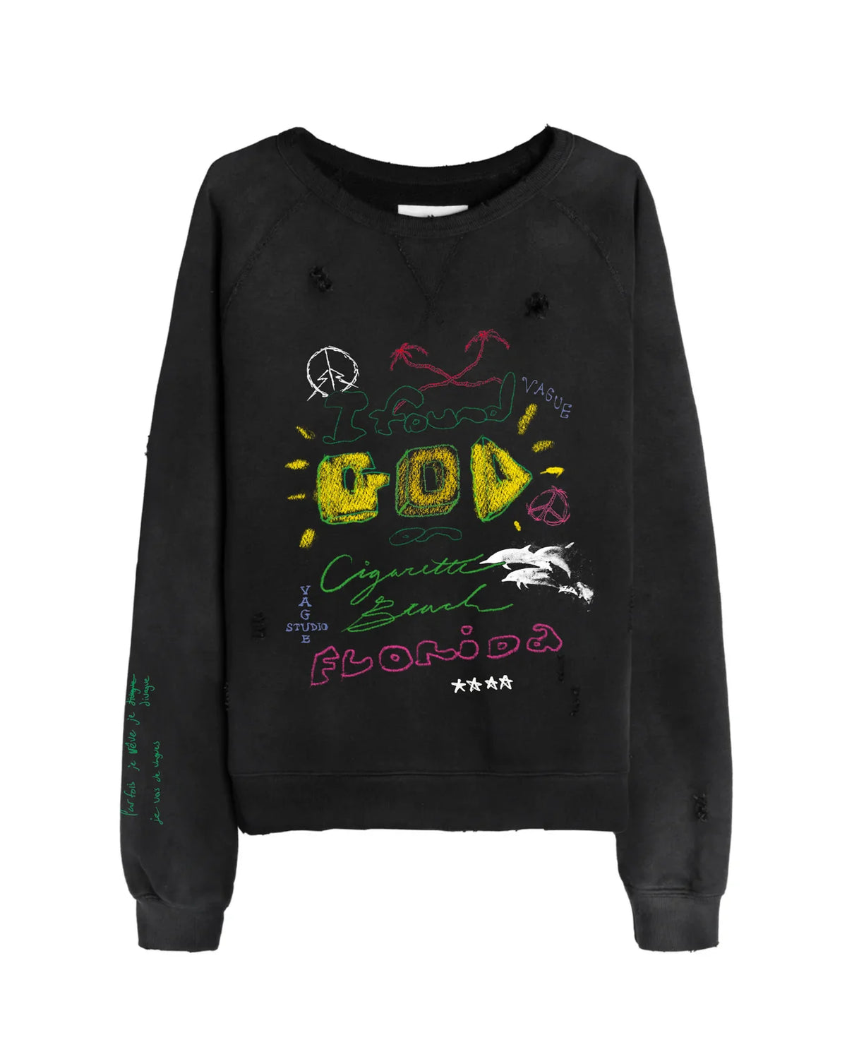 VAGUE I FOUND GOD CREWNECK SUNBEAT BLACK