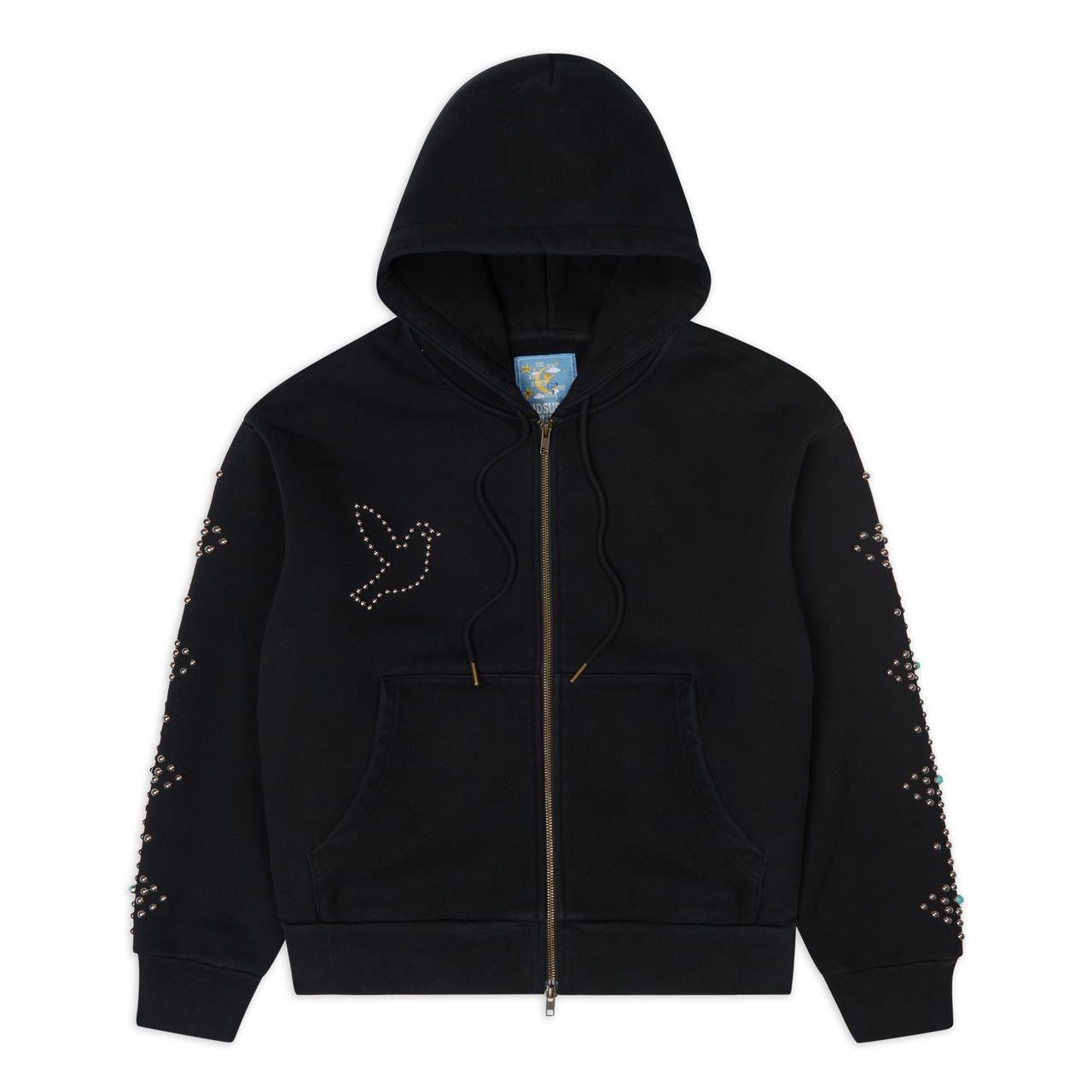 KID SUPER Dove & Eye Studded Hoodie Black