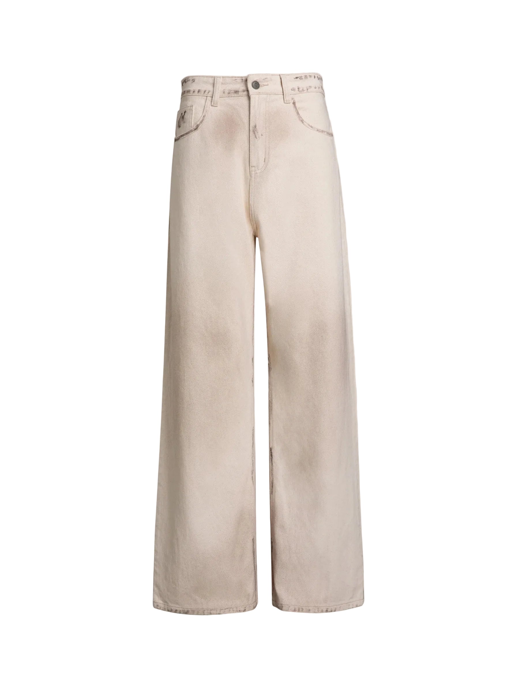 FOUND Lacy Baggy Jeans Dirty White