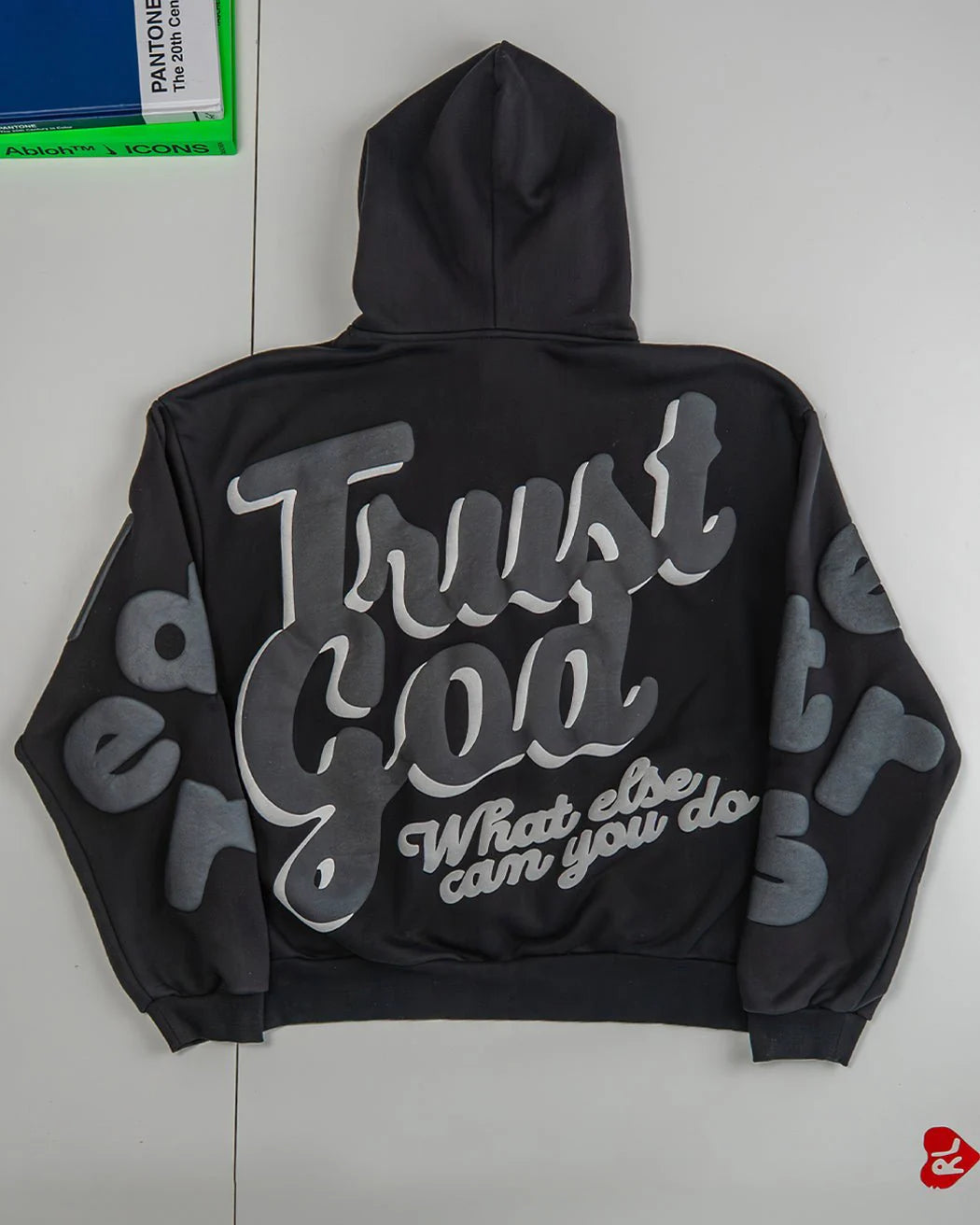 RED LETTERS Trust God Scattered Hoodie - Black
