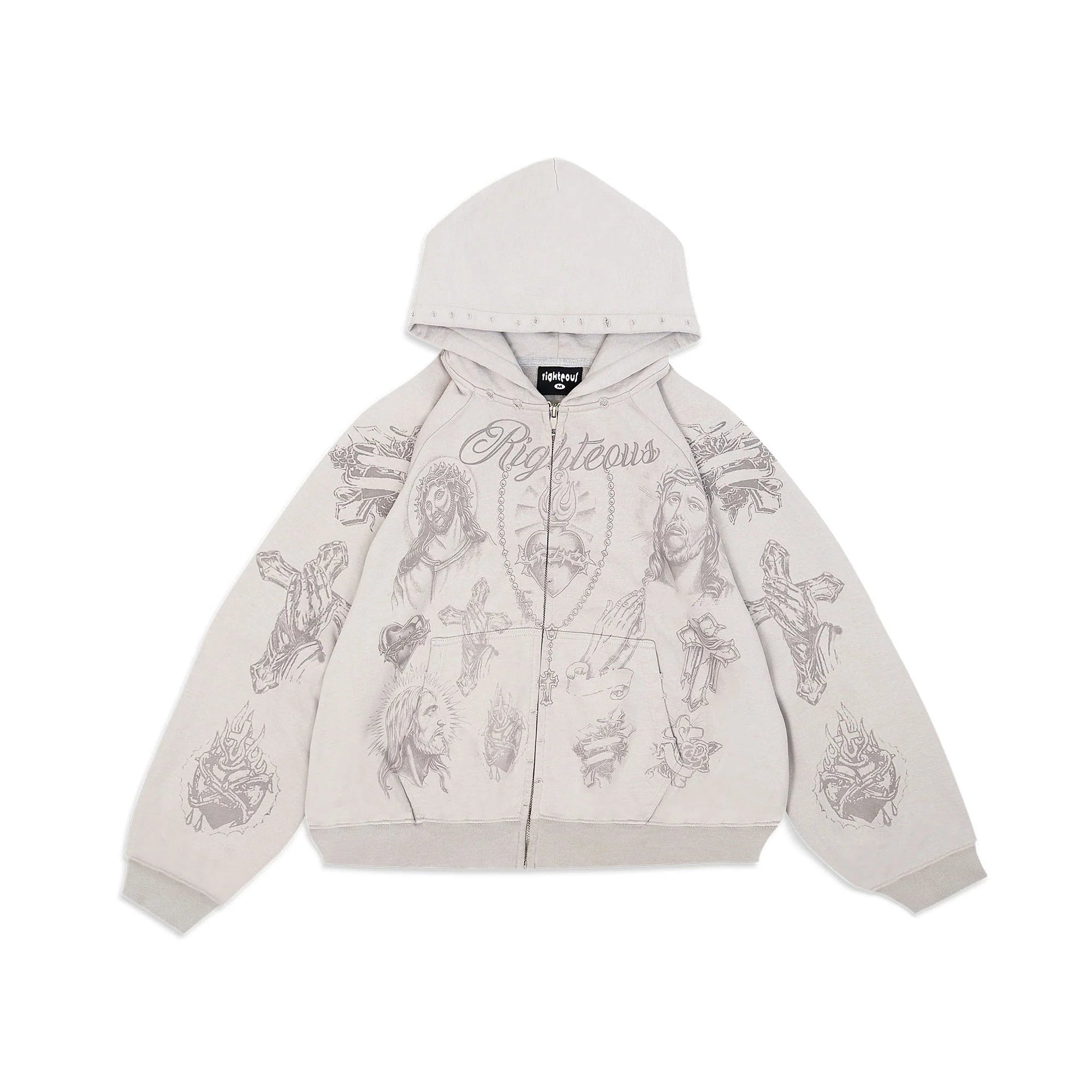 We Are Righteous Tatted Believer Grey Zip Hoodie