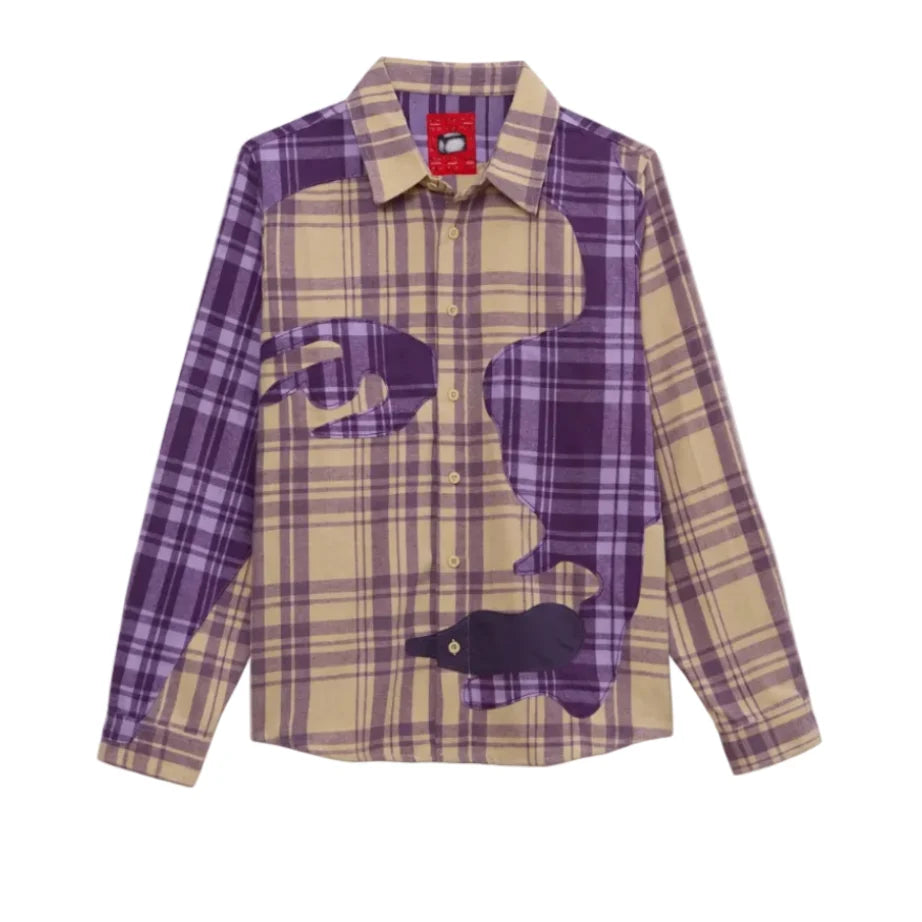 KID SUPER Patchwork Face Flannel– Purple