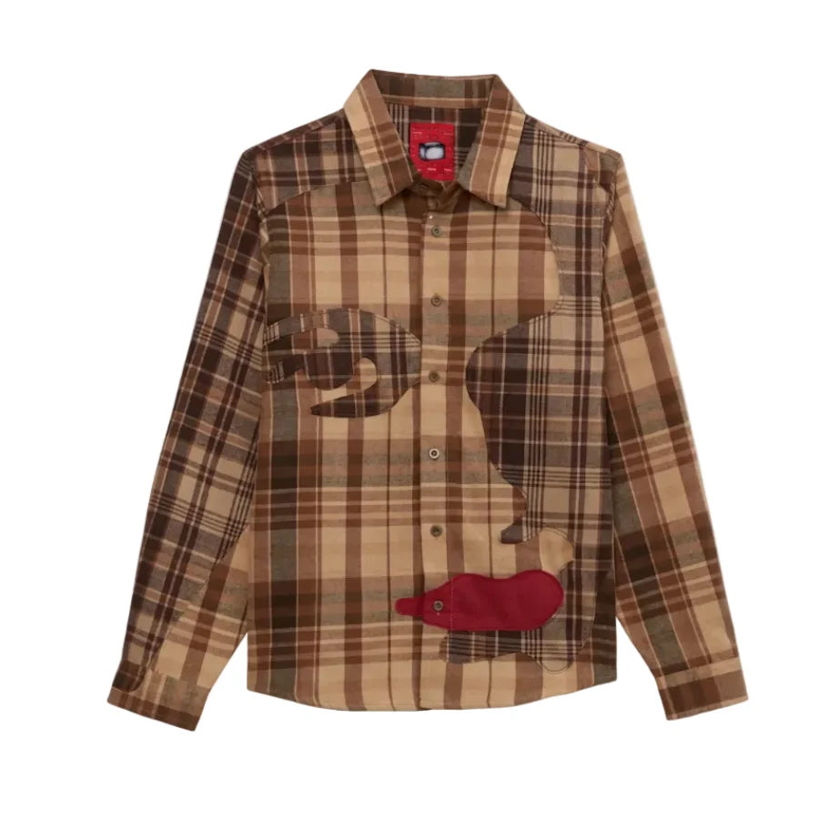 KID SUPER Patchwork Face Flannel - Brown