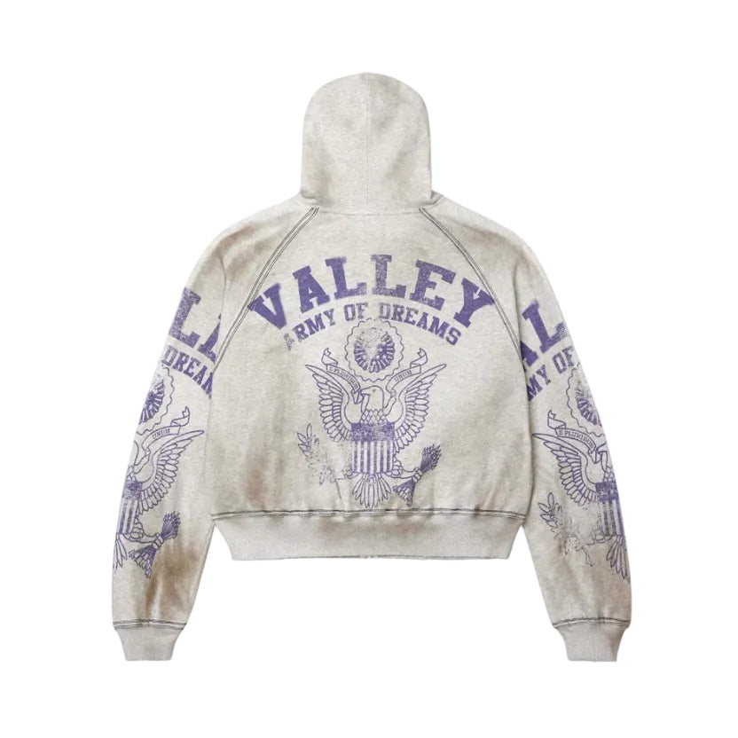 Vale Forever Army Zip Up Hoodie Grey